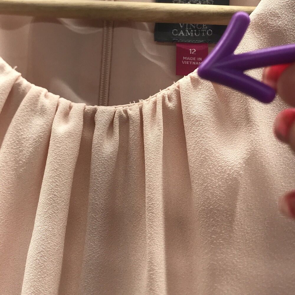 Vince Camuto Womens Dress 12 Pink Twist Front Midi A Line Ruffle Office Siren - Picture 11 of 16